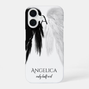 ANGEL WINGS 'Only Half Evil' Monogram Funny iPhone 16 Case
