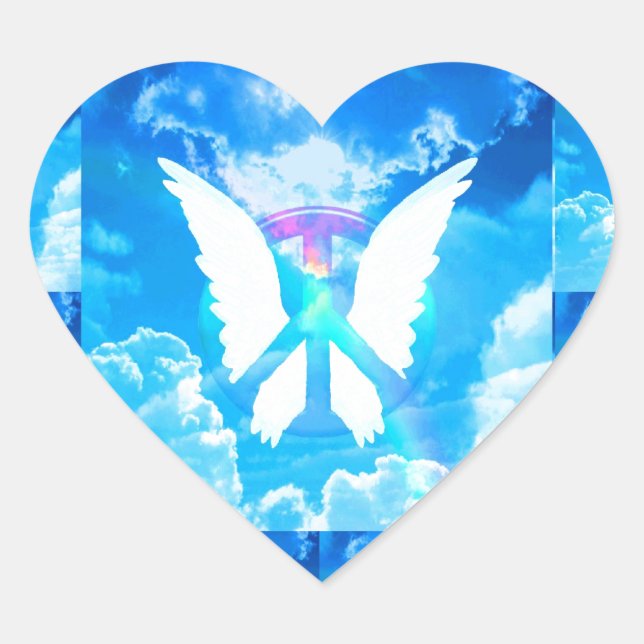 Angel Wings & Peace Heart Sticker (Front)