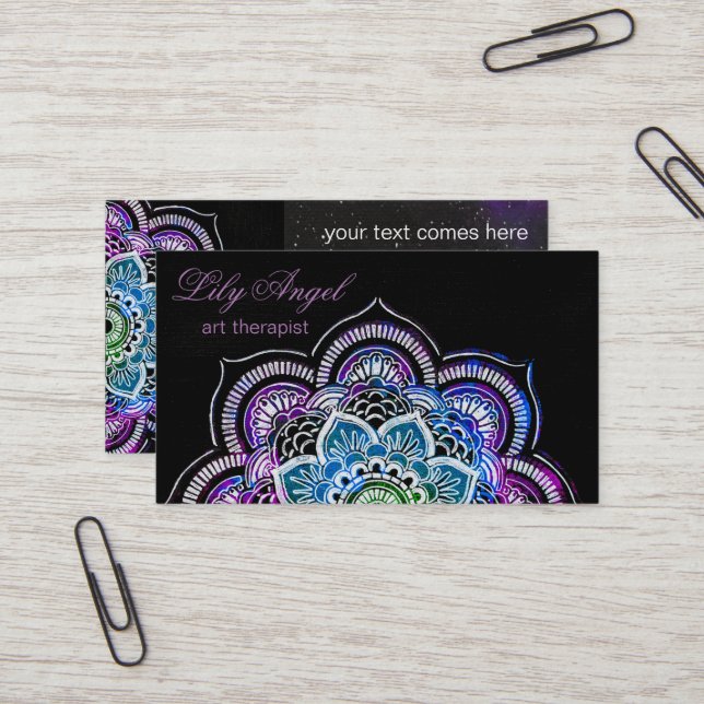Angel Wings Purple Lavender business card (Front/Back In Situ)