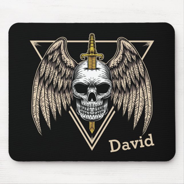 Angel Wings, Skull and Sword Mouse Mat (Front)