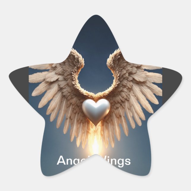 Angel Wings Small Matte Star Stickers (Front)