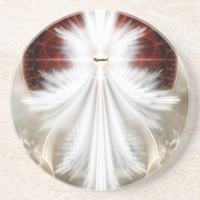 Angel Wings Snowflake Fractal Art Coaster (Front)