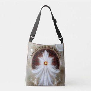 Angel Wings Snowflake Merry Christmas Crossbody Bag