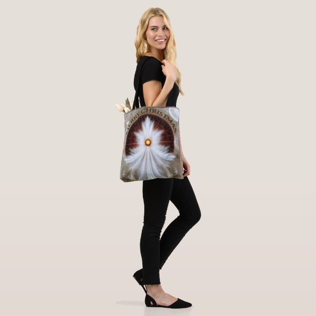 Angel Wings Snowflake Merry Christmas Tote Bag (On Model)