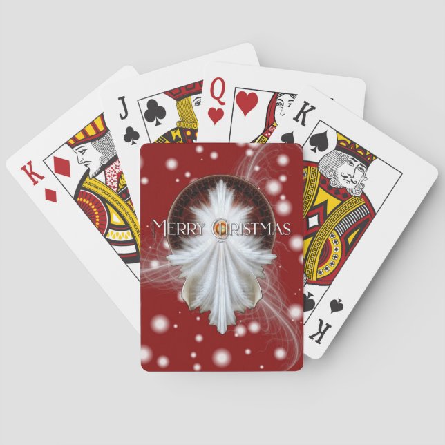 Angel Wings Snowflake Merry Christmas TW ISO Playing Cards (Back)