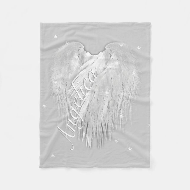 ANGEL WINGS Sparkle Heart Fleece Blanket (Front)
