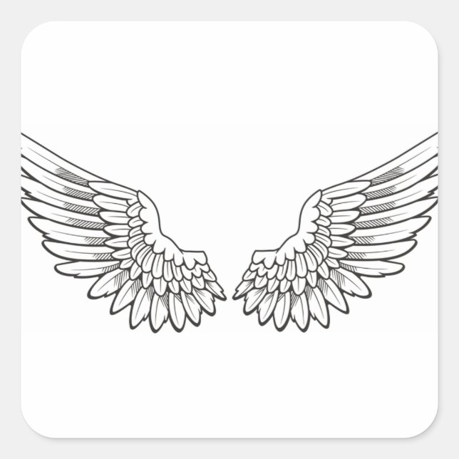 angel wings square sticker (Front)