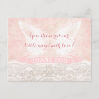 Angel Wings Thank You Card Baptism Baby Shower