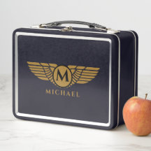 Angel Wings Vintage Golden Name Initial Monogram