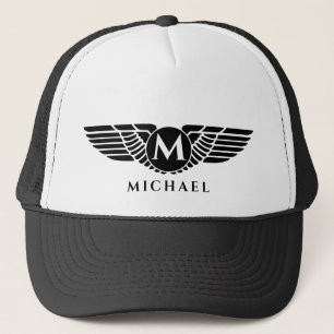 Angel Wings Vintage Golden Name Initial Monogram Trucker Hat