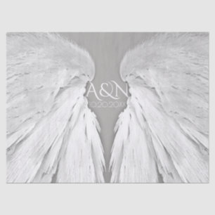ANGEL WINGS Wedding Initials Elegant Grey Tissue Paper