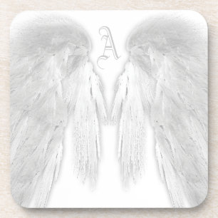 ANGEL WINGS White Custom Monogram Coaster