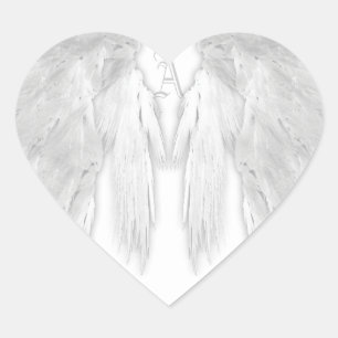 ANGEL WINGS White Custom Monogram Heart Sticker