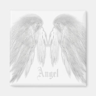 ANGEL WINGS White Custom Name Magnet