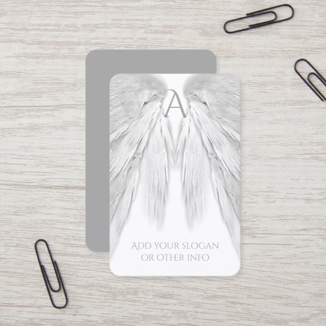 ANGEL WINGS White Light Grey Business Card (Front/Back In Situ)