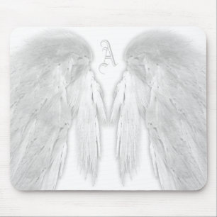 ANGEL WINGS White Monogram Mouse Mat