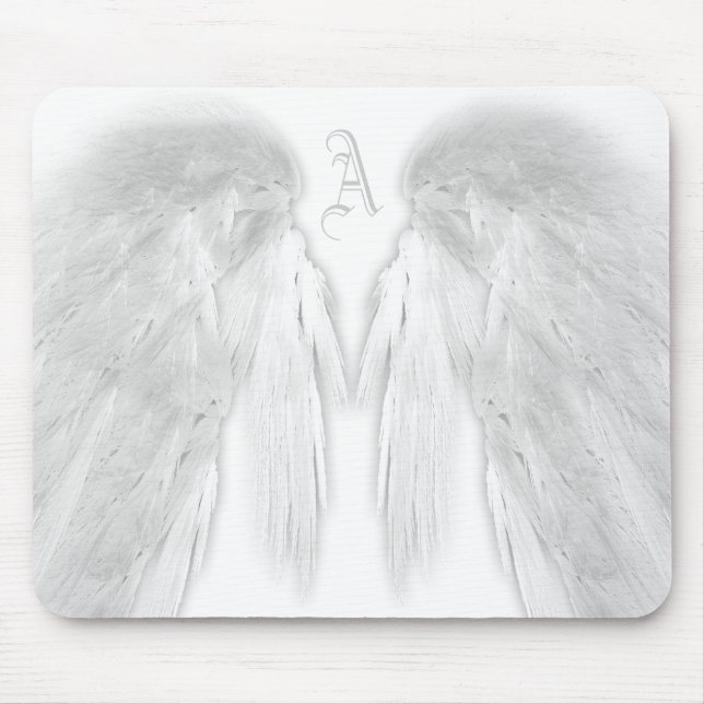 ANGEL WINGS White Monogram Mouse Mat (Front)