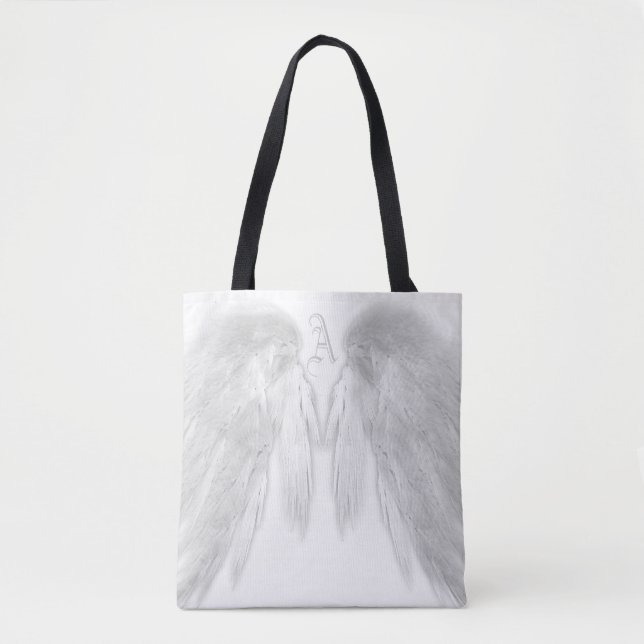 ANGEL WINGS White Monogram Tote Bag (Front)