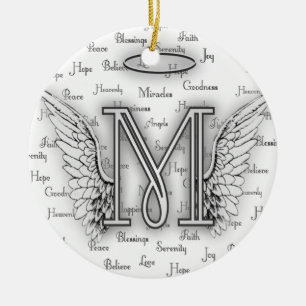 Angel Wings with Positive Words Monogram L Ceramic Tree Decoration