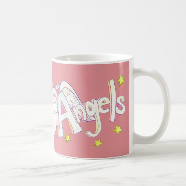 Angel Wings Word Art Custom Coffee Cup Mug (Right)