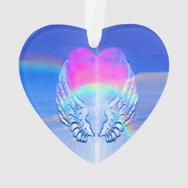 Angel Wings Wrapped Around a Heart Ornament (Back)