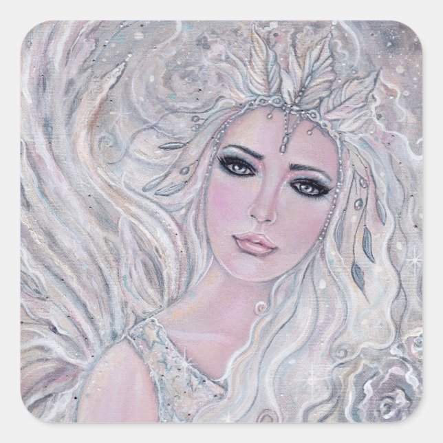 Angel winter Rose by Renee Lavoie  Square Sticker (Front)