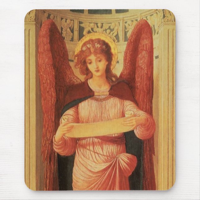 Angel with a Scroll by John Melhuish Strudwick Mouse Mat (Front)
