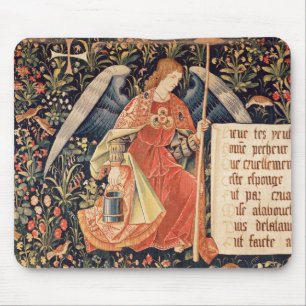 Angel with a sponge attached to a rod mouse mat
