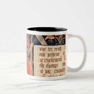 Angel with a sponge attached to a rod Two-Tone coffee mug