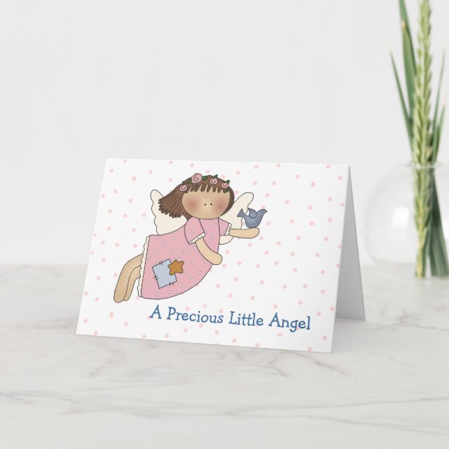 Angel with Bird Baby Girl Greeting Card (Front)