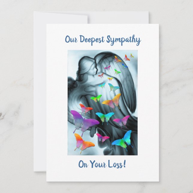 Angel With Butterflies Sympathy Card (Front)
