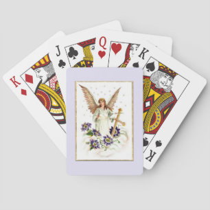 Angel With Cross And Clematis Flowers Bicycle Play Playing Cards