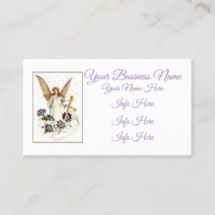 Angel With Cross And Clematis Flowers Business Car Business Card