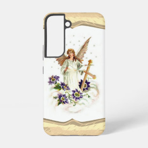 Angel With Cross And Clematis Flowers Samsung Galaxy Case