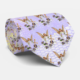 Angel With Cross And Clematis Flowers Tie