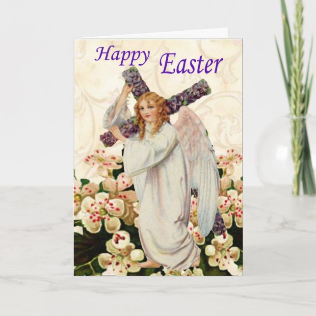 Angel With Cross Easter Card (Front)