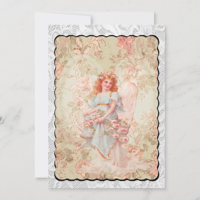 Angel with flowers invitation (Back)