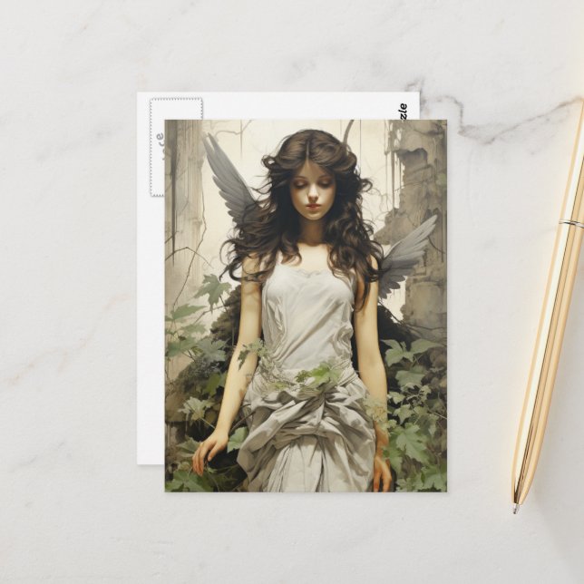Angel with Grey Wings Postcard (Front/Back In Situ)