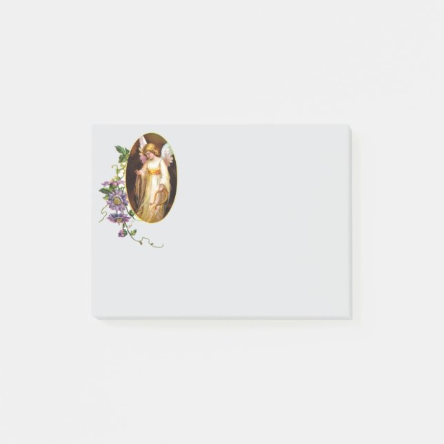 Angel With Harp And Clematis Flowers Post-it Notes (Front)