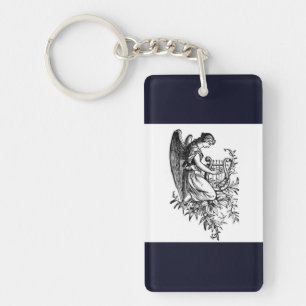 Angel With Harp And Flora Key Ring