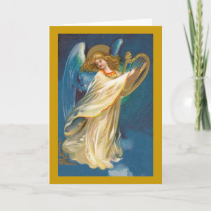 Angel with Harp Christmas Card