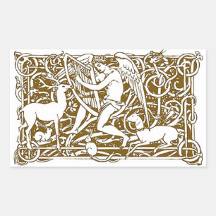 Angel with Harp Rectangular Sticker