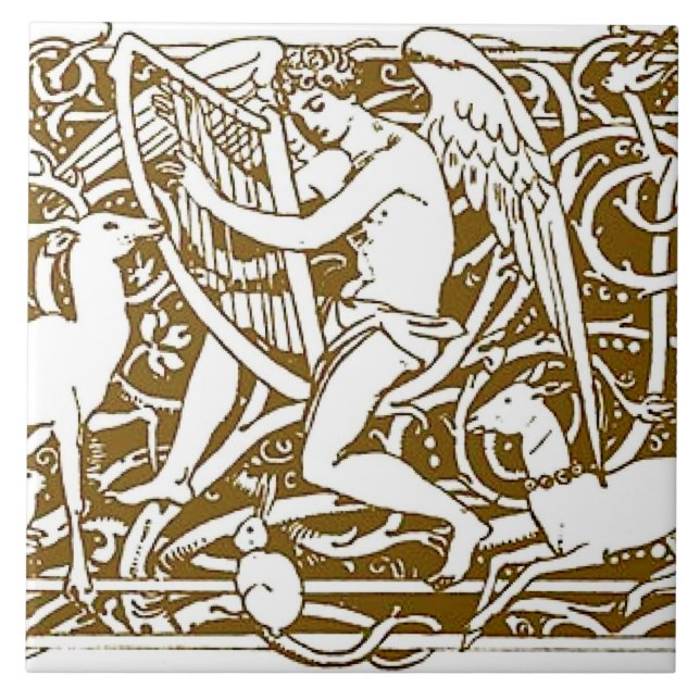 Angel with Harp Tile (Front)