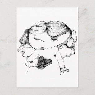 Angel with heart postcard