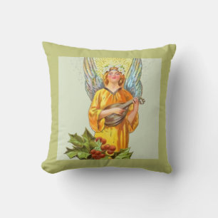 Angel With Holly And Mandolin Cushion