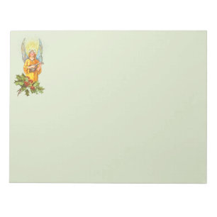 Angel With Holly And Mandolin Notepad