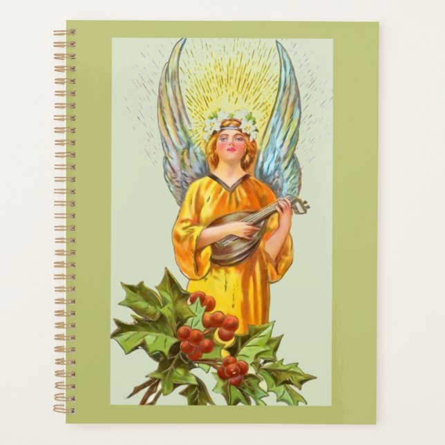 Angel With Holly And Mandolin  Planner (Front)