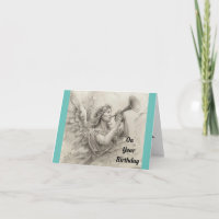 Angel With Horn Birthday Greeting Card