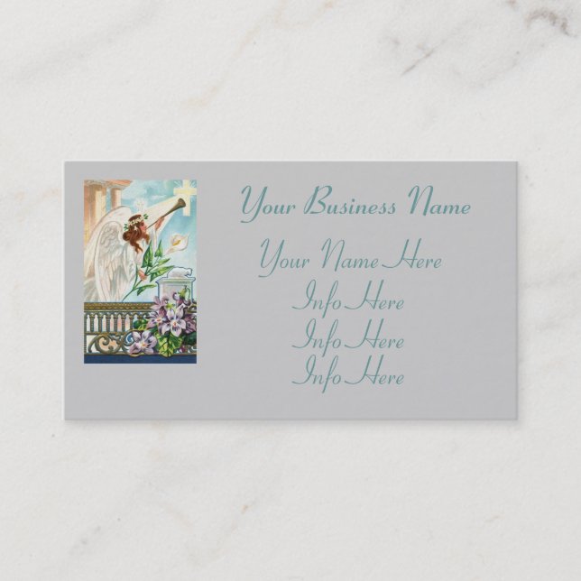 Angel With Lily And Trumpet Business Card (Front)
