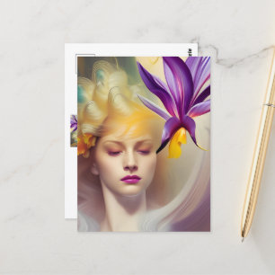 Angel with orchid postcard